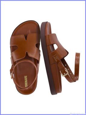 Women's Faux Leather Cut-Out Ankle Strap Flat Sandals